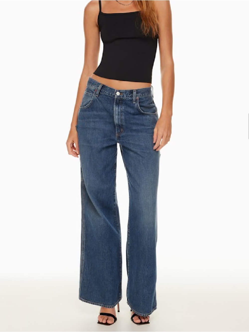 Agolde Wide-Leg Carpenter Jeans in Medium Blue - Picture 2 of 13